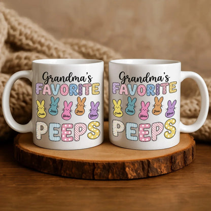 Personalized Mugs A Grandma's Heart Is A Patchwork Of Love - Personalized Easter Day Custom Ceramic Mug