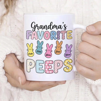 Personalized Mugs A Grandma's Heart Is A Patchwork Of Love - Personalized Easter Day Custom Ceramic Mug