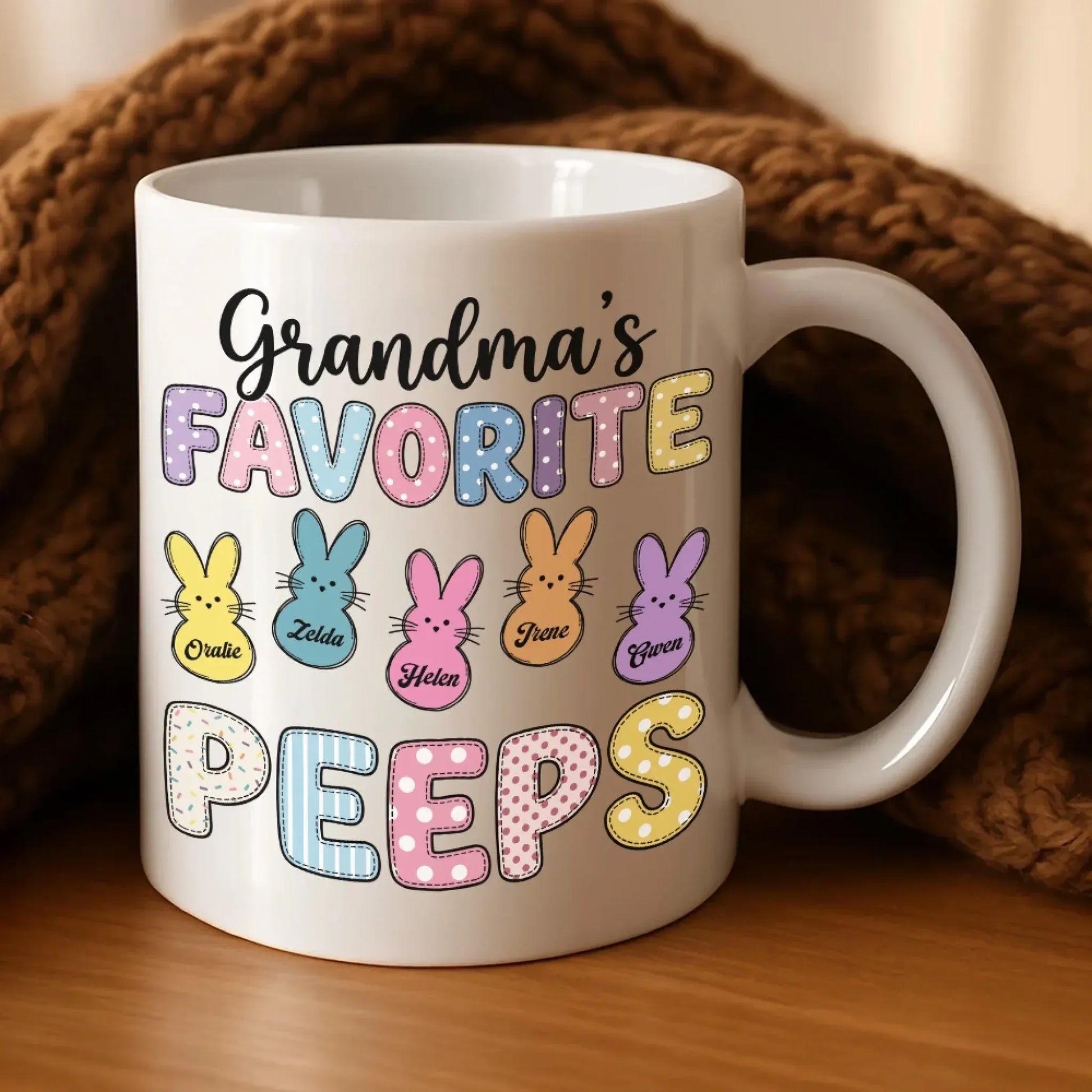 Personalized Mugs A Grandma's Heart Is A Patchwork Of Love - Personalized Easter Day Custom Ceramic Mug
