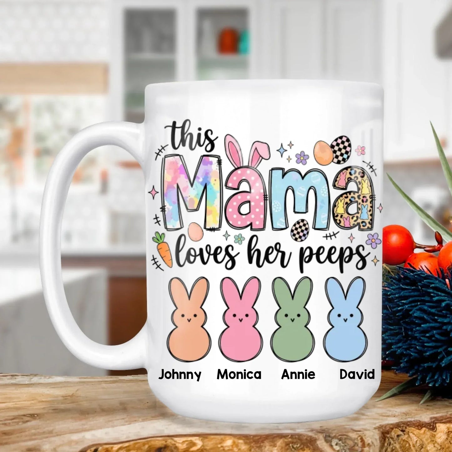 Personalized Mugs MUG - TD / WHITE / 15oz All That I Am, Or Ever Hope To Be, I Owe To My Angel Mother - Personalized Easter Day Custom Ceramic Mug