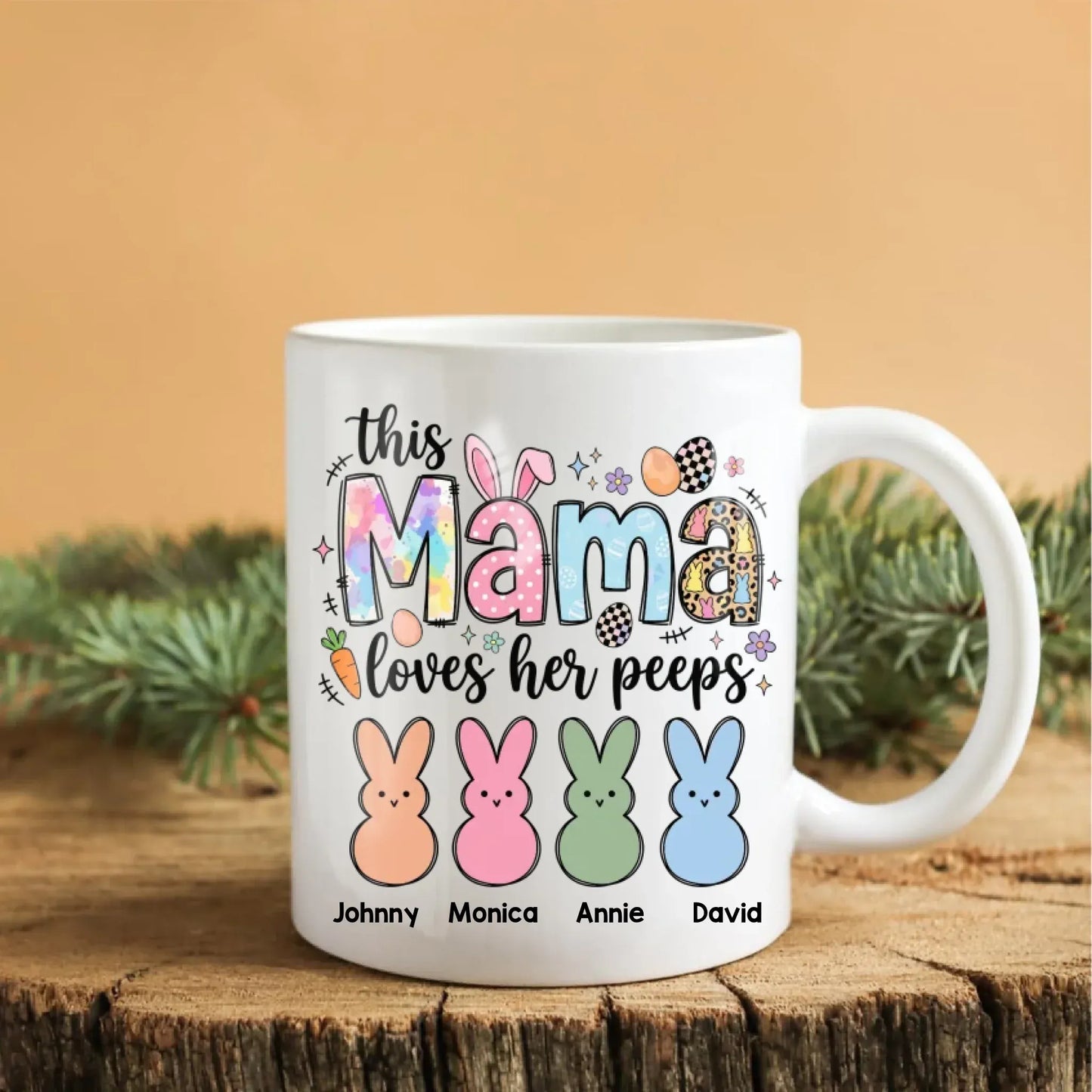 Personalized Mugs All That I Am, Or Ever Hope To Be, I Owe To My Angel Mother - Personalized Easter Day Custom Ceramic Mug