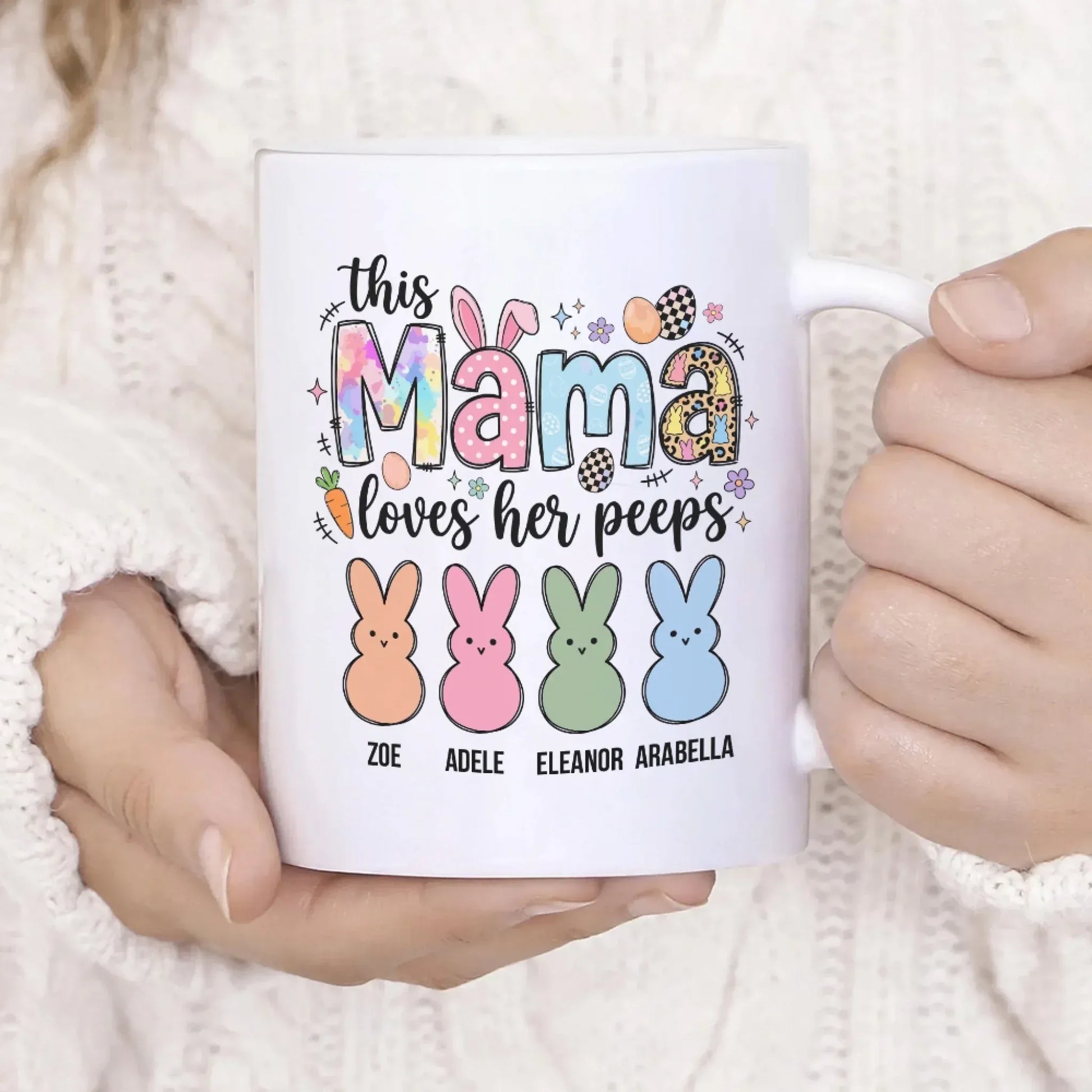 Personalized Mugs All That I Am, Or Ever Hope To Be, I Owe To My Angel Mother - Personalized Easter Day Custom Ceramic Mug