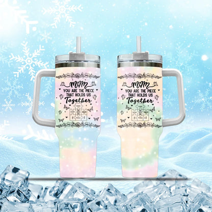 Personalized Tumblers TUMBLER - TD / WHITE / 40oz Mom, You're The Piece That Holds Us Together - Personalized Mother's Day Custom Tumbler