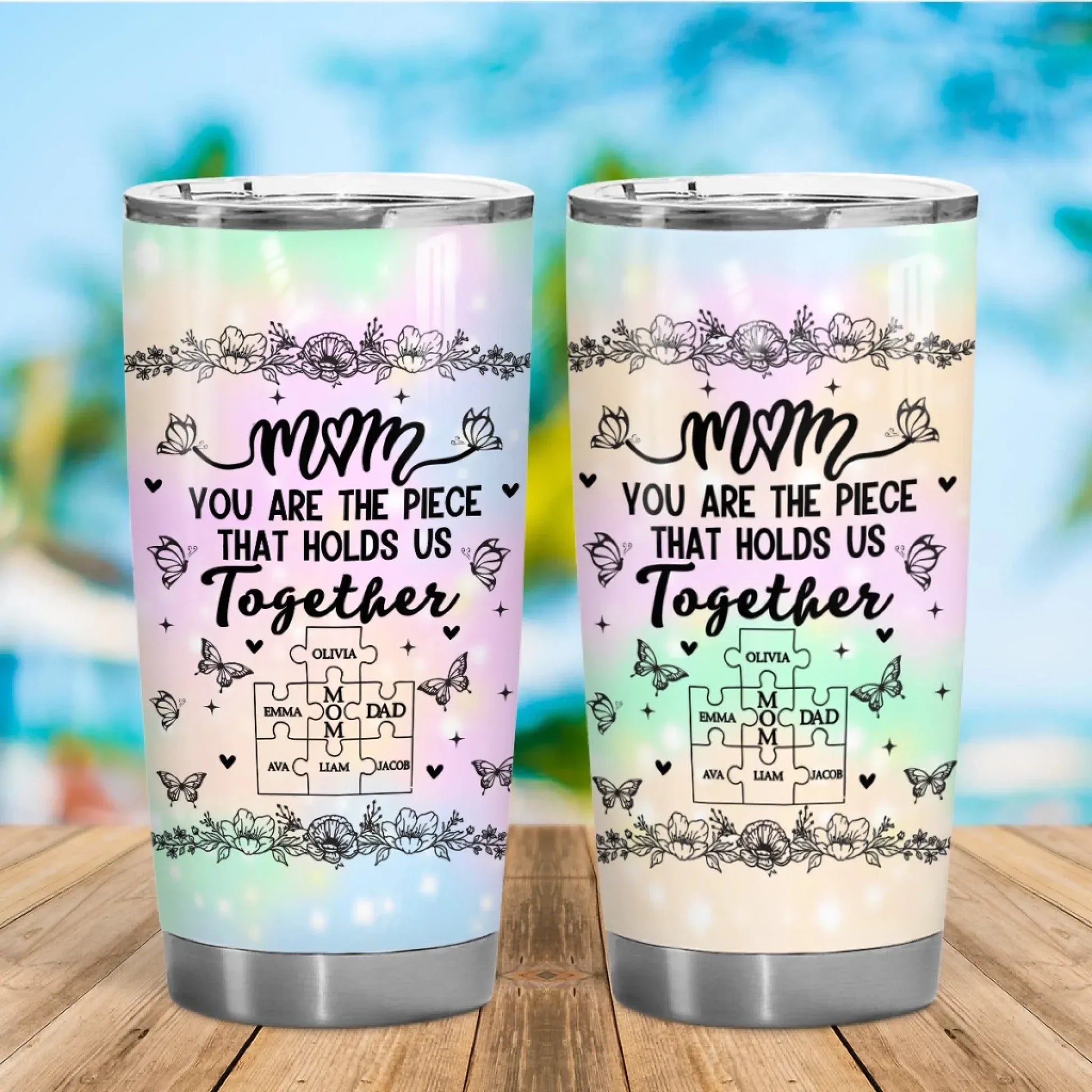 Personalized Tumblers Mom, You're The Piece That Holds Us Together - Personalized Mother's Day Custom Tumbler