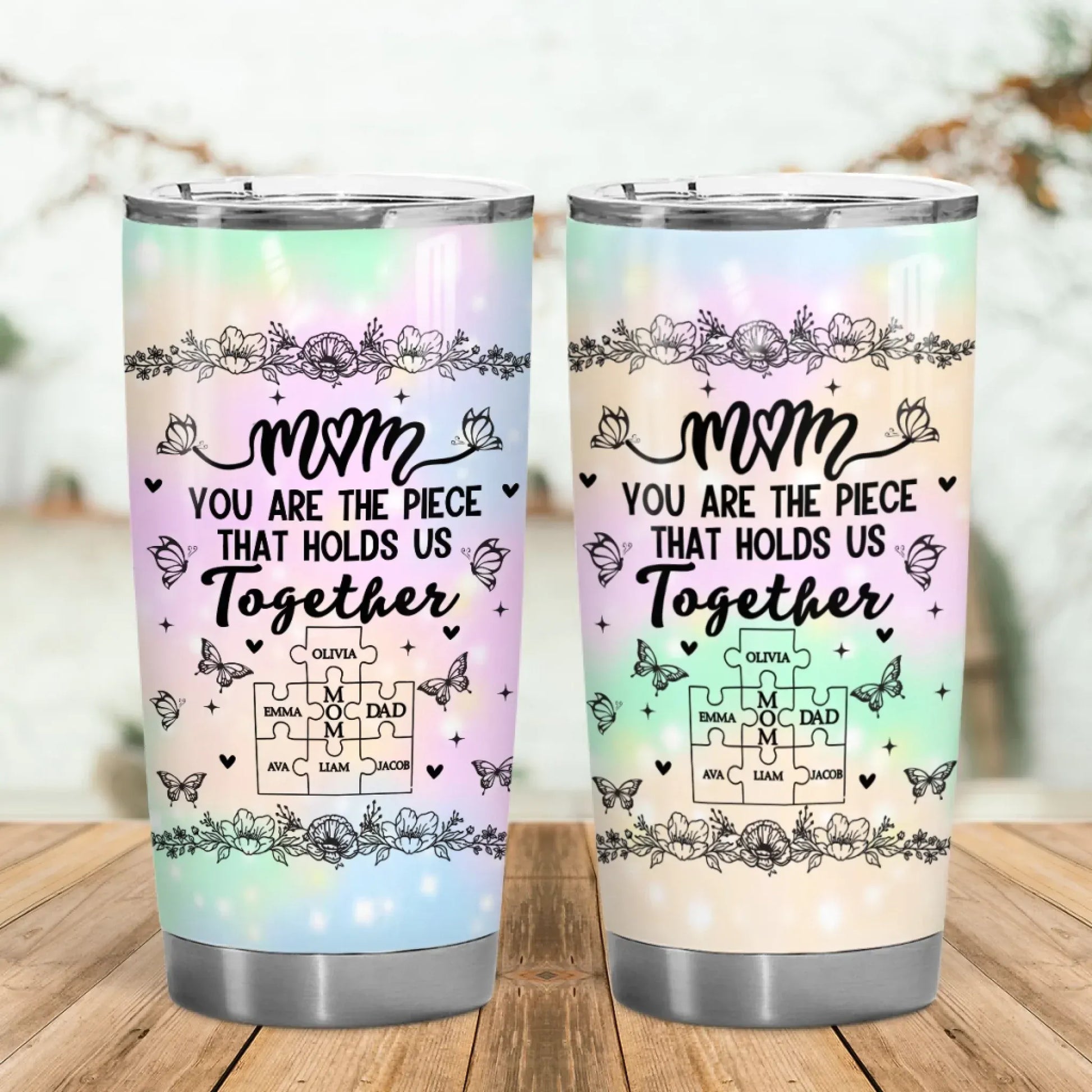 Personalized Tumblers Mom, You're The Piece That Holds Us Together - Personalized Mother's Day Custom Tumbler
