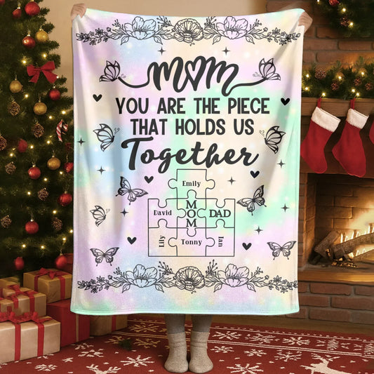 Personalized Blankets Blanket - TD / White / 30x40in / 76x101cm Mom, You're The Piece That Holds Us Together - Personalized Mother's Day Custom Blanket