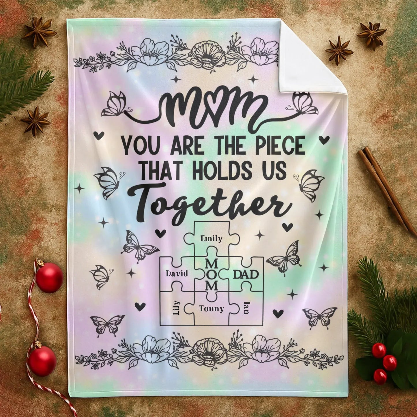 Personalized Blankets Mom, You're The Piece That Holds Us Together - Personalized Mother's Day Custom Blanket
