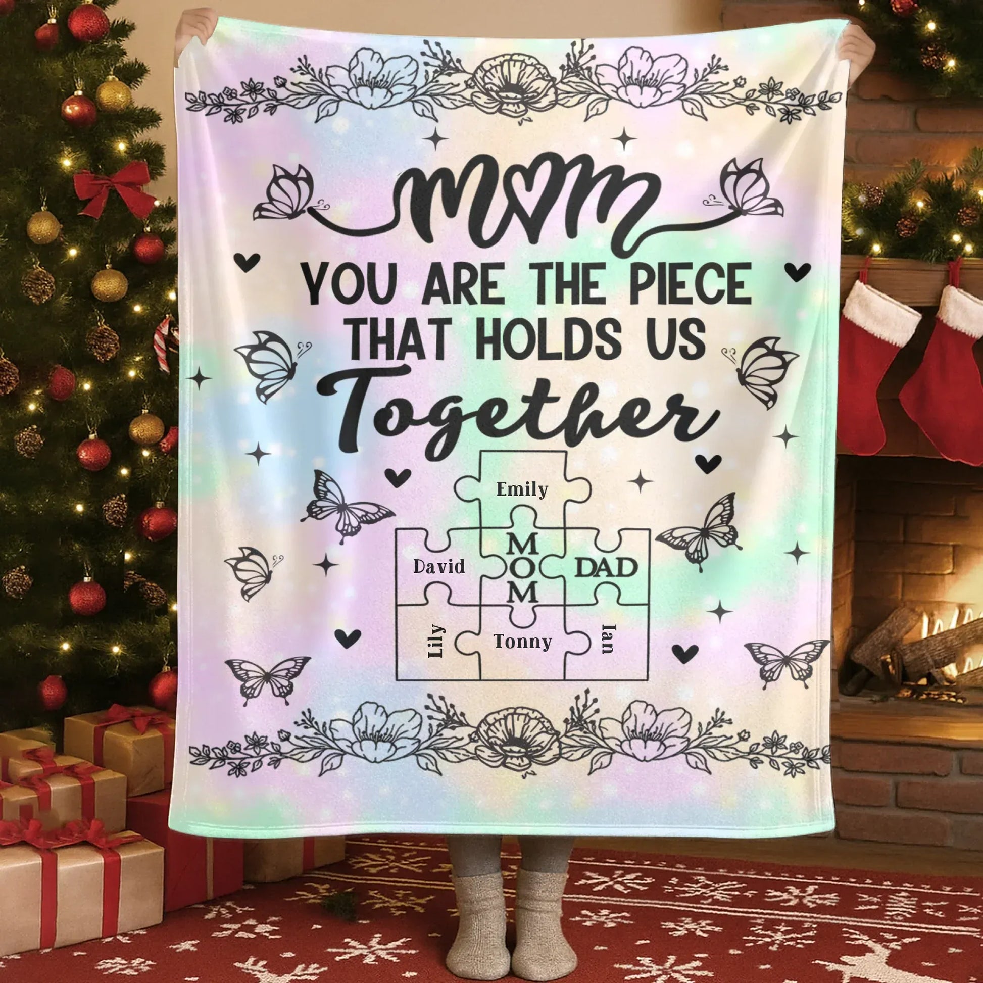 Personalized Blankets Mom, You're The Piece That Holds Us Together - Personalized Mother's Day Custom Blanket