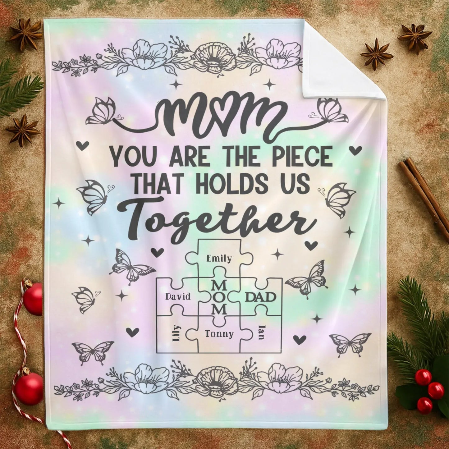 Personalized Blankets Mom, You're The Piece That Holds Us Together - Personalized Mother's Day Custom Blanket