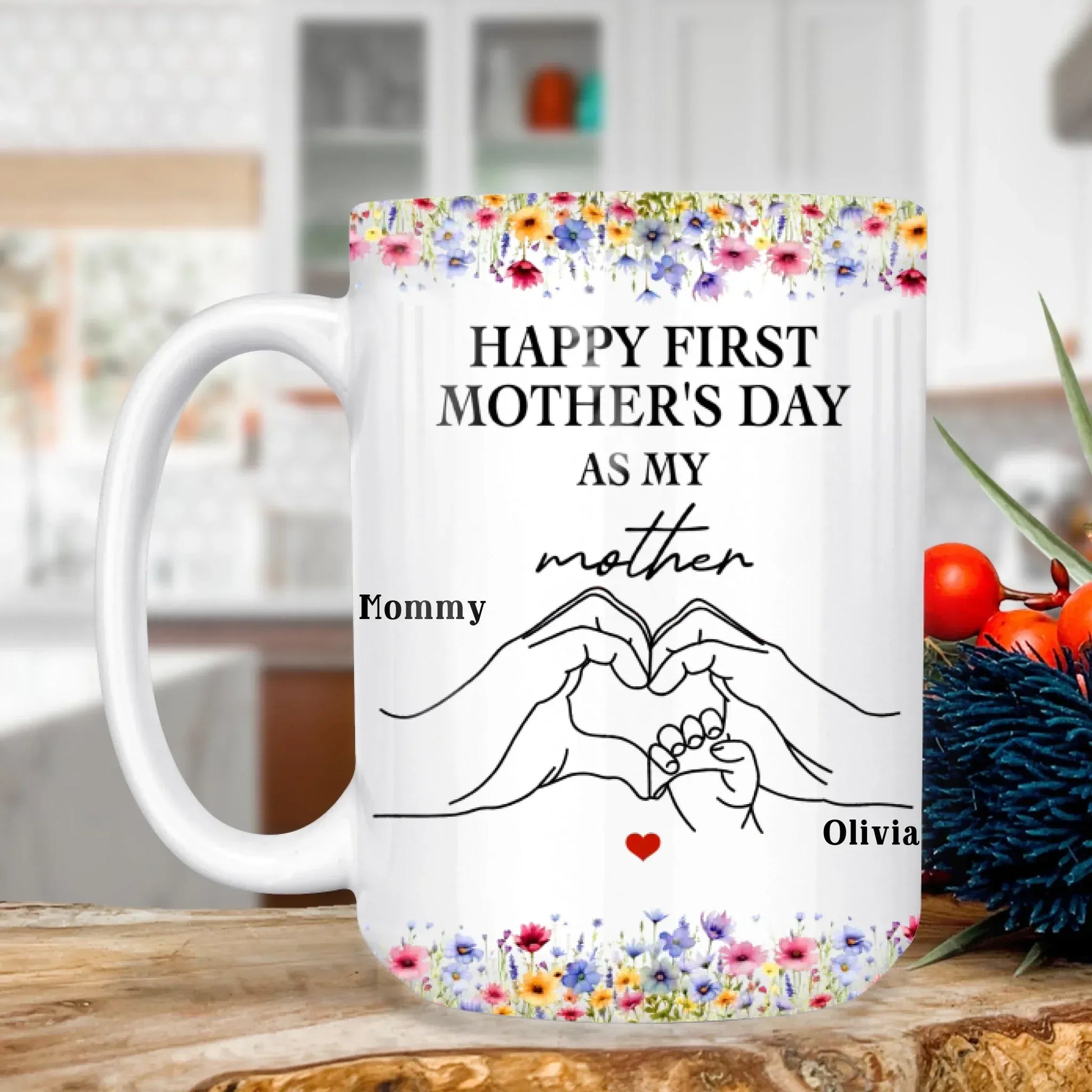 Personalized Mugs MUG - TD / WHITE / 15oz Happy First Mother's Day As My Mother - Personalized Mothers's Day Custom Ceramic Mug