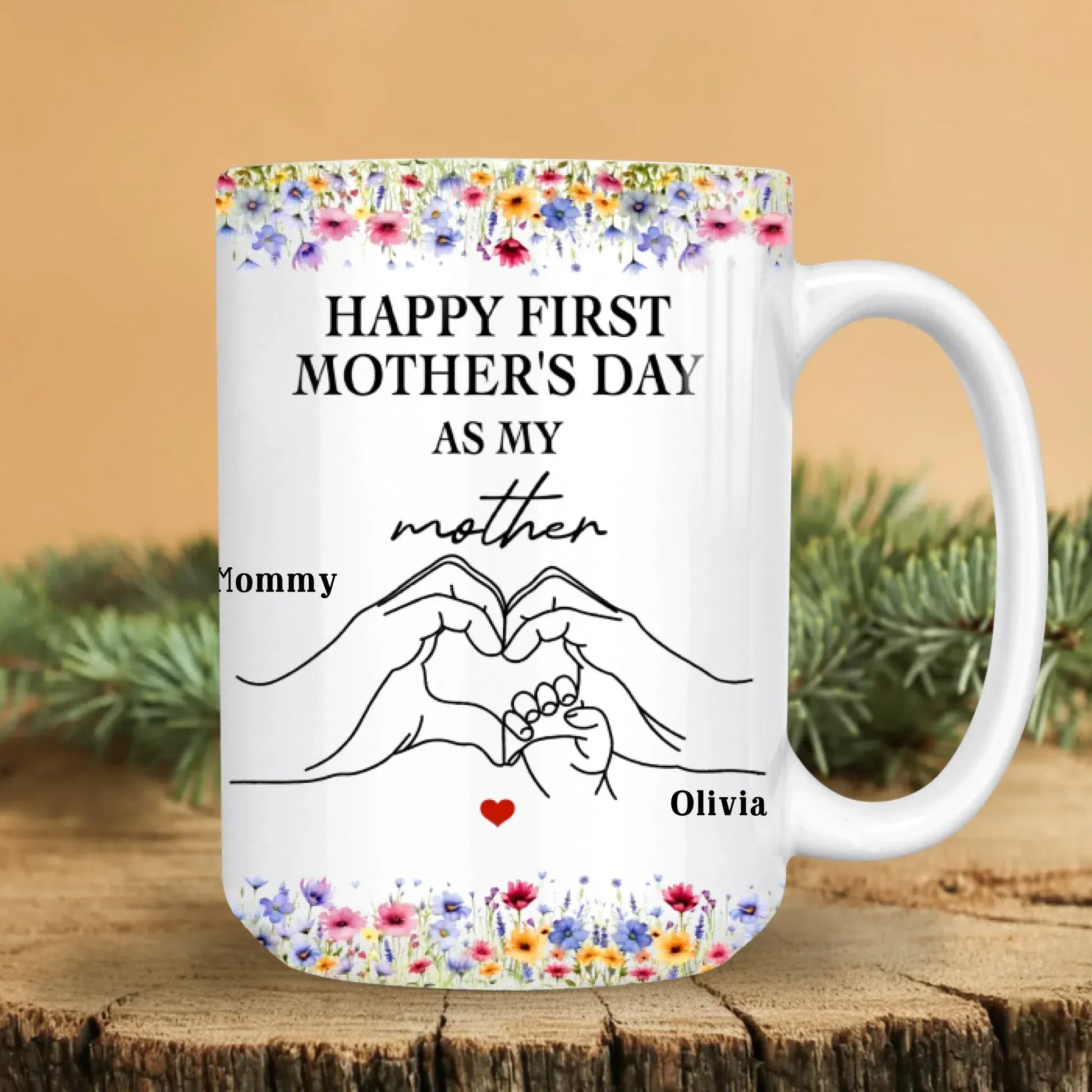 Personalized Mugs Happy First Mother's Day As My Mother - Personalized Mothers's Day Custom Ceramic Mug