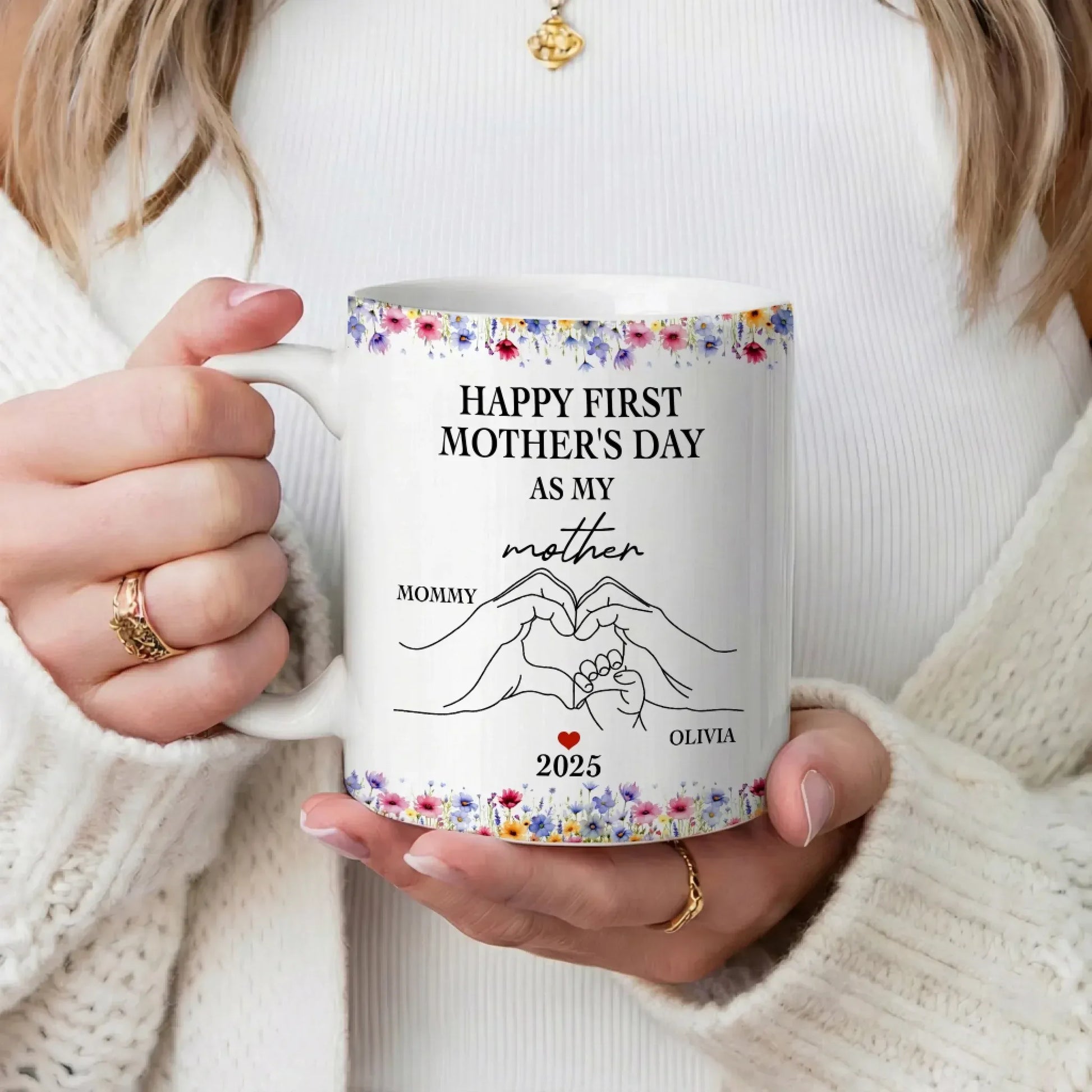 Personalized Mugs Happy First Mother's Day As My Mother - Personalized Mothers's Day Custom Ceramic Mug