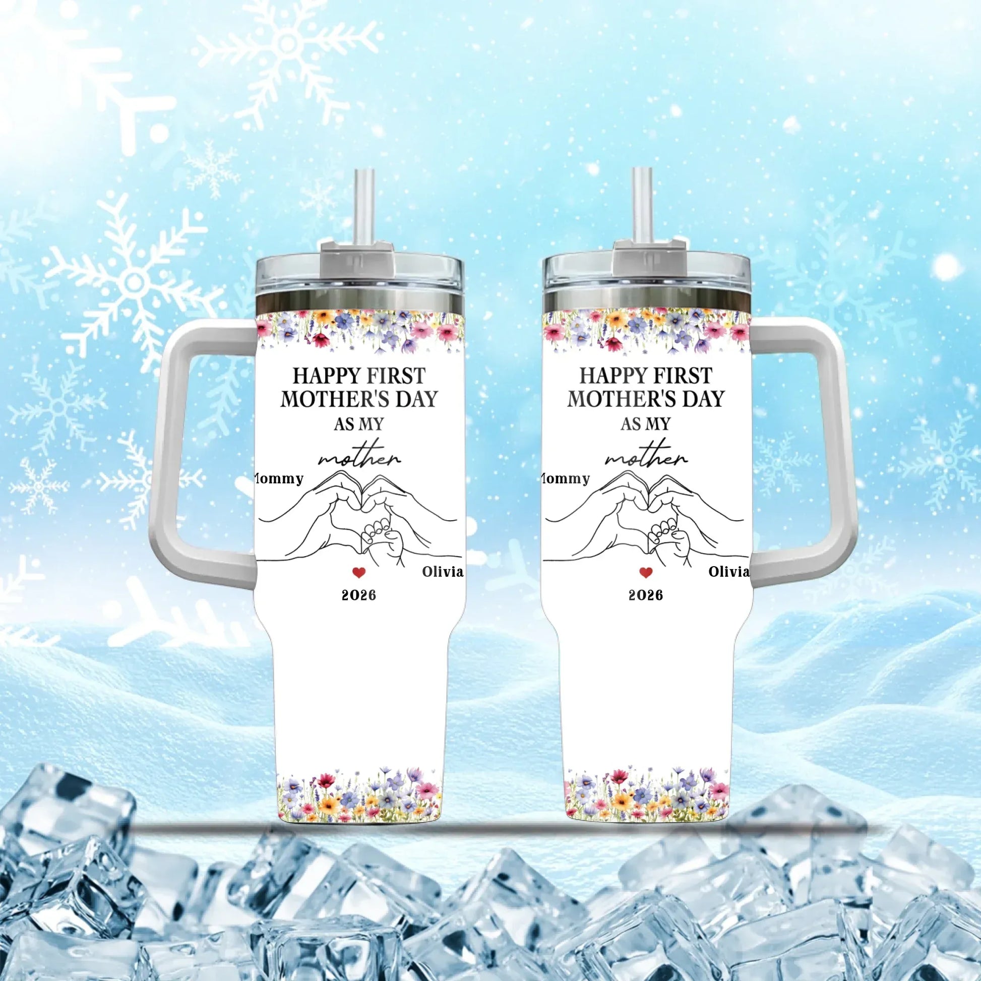 Personalized Tumblers TUMBLER - TD / WHITE / 40oz Happy First Mother's Day As My Mother - Personalized Mothers's Day Custom Tumbler