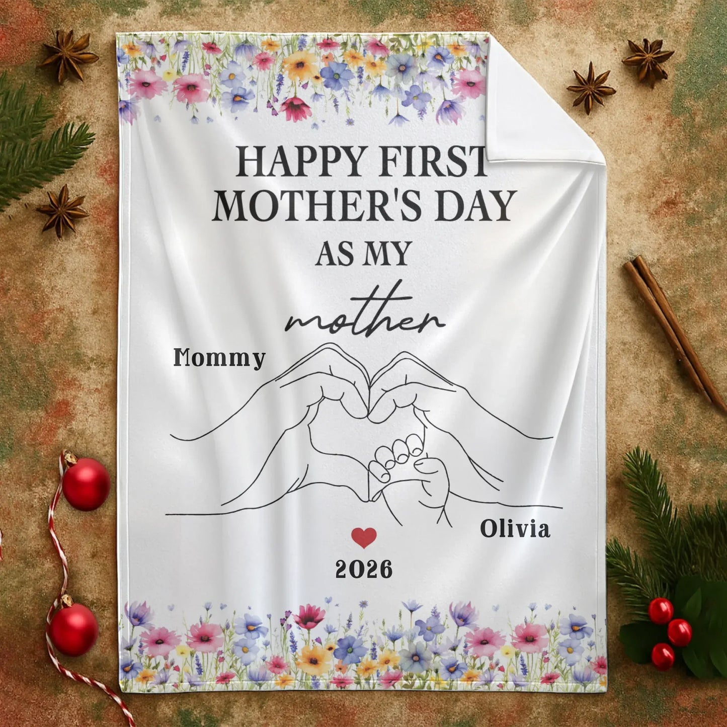 Personalized Blankets Happy First Mother's Day As My Mother - Personalized Mothers's Day Custom Blanket