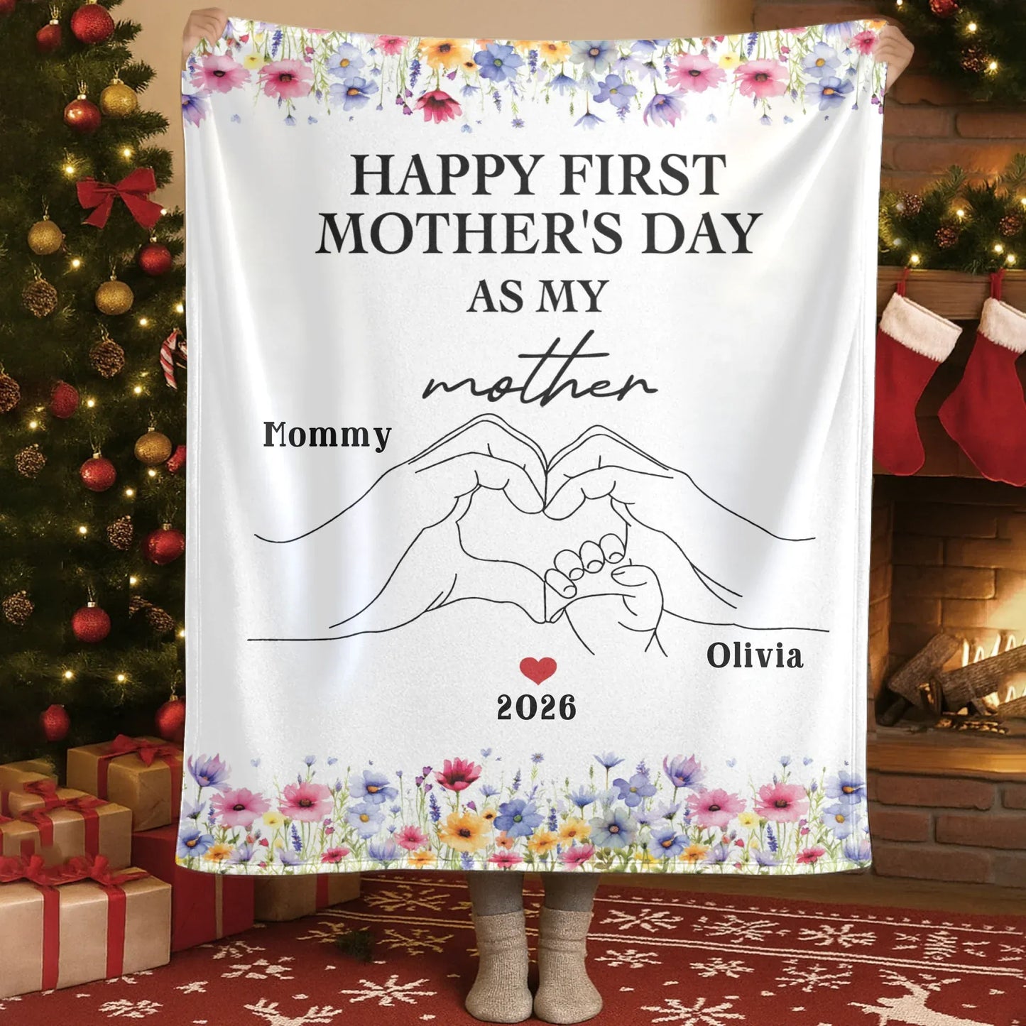 Personalized Blankets Happy First Mother's Day As My Mother - Personalized Mothers's Day Custom Blanket