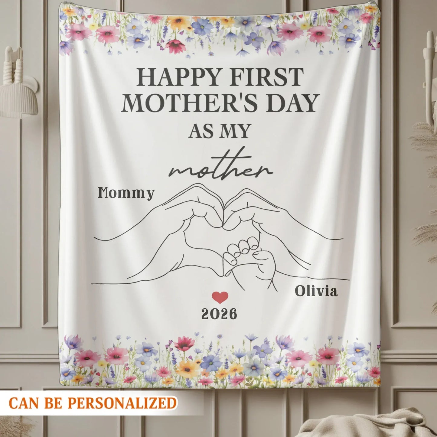 Personalized Blankets Happy First Mother's Day As My Mother - Personalized Mothers's Day Custom Blanket