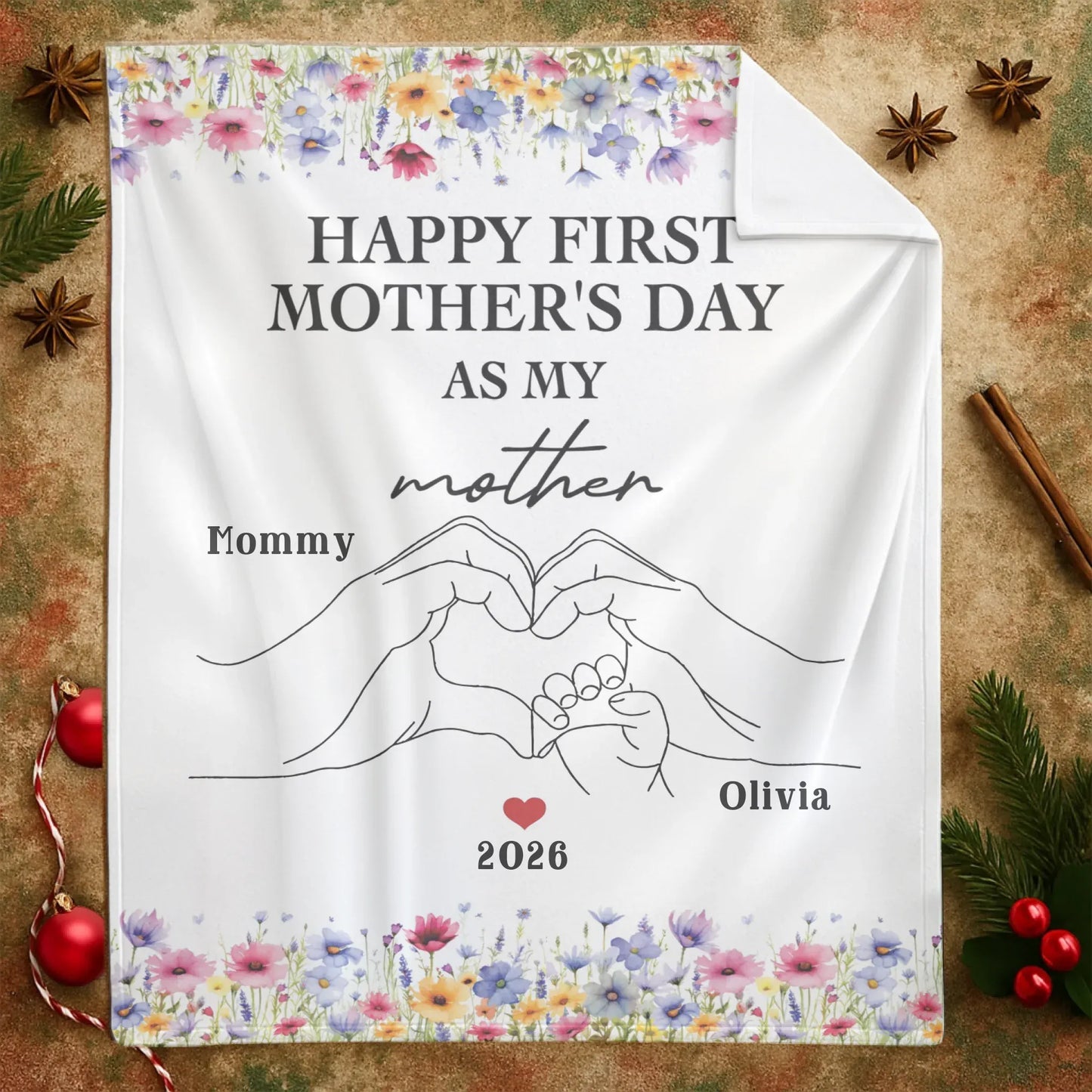Personalized Blankets Happy First Mother's Day As My Mother - Personalized Mothers's Day Custom Blanket