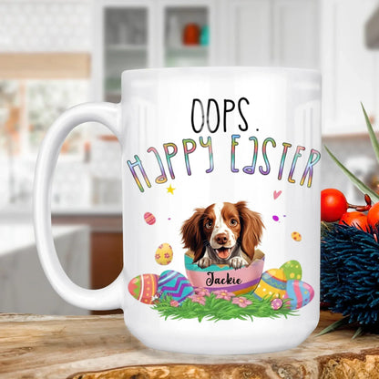 Personalized Mugs MUG - TD / WHITE / 15oz The Dog Laughs In Eggs - Personalized Easter Day Custom Ceramic Mug