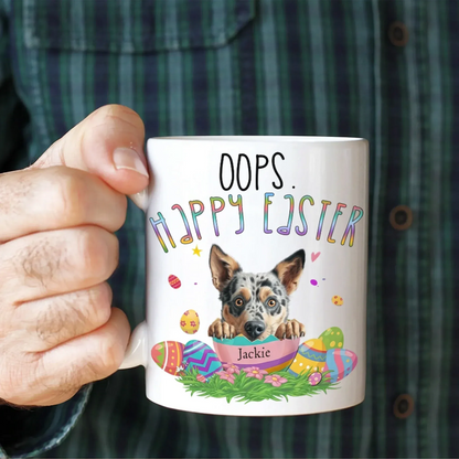Personalized Mugs The Dog Laughs In Eggs - Personalized Easter Day Custom Ceramic Mug