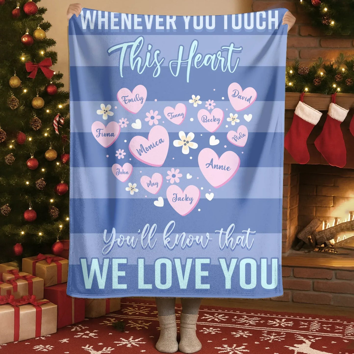 Personalized Blankets Blanket - TD / White / 30x40in / 76x101cm Whenever You Touch This Heart, You'll Know That We Love You - Personalized Mother's Day Custom Blanket