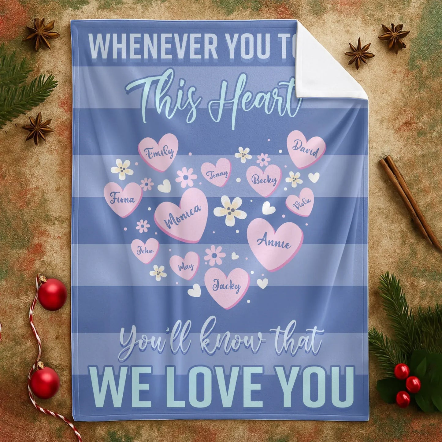 Personalized Blankets Whenever You Touch This Heart, You'll Know That We Love You - Personalized Mother's Day Custom Blanket