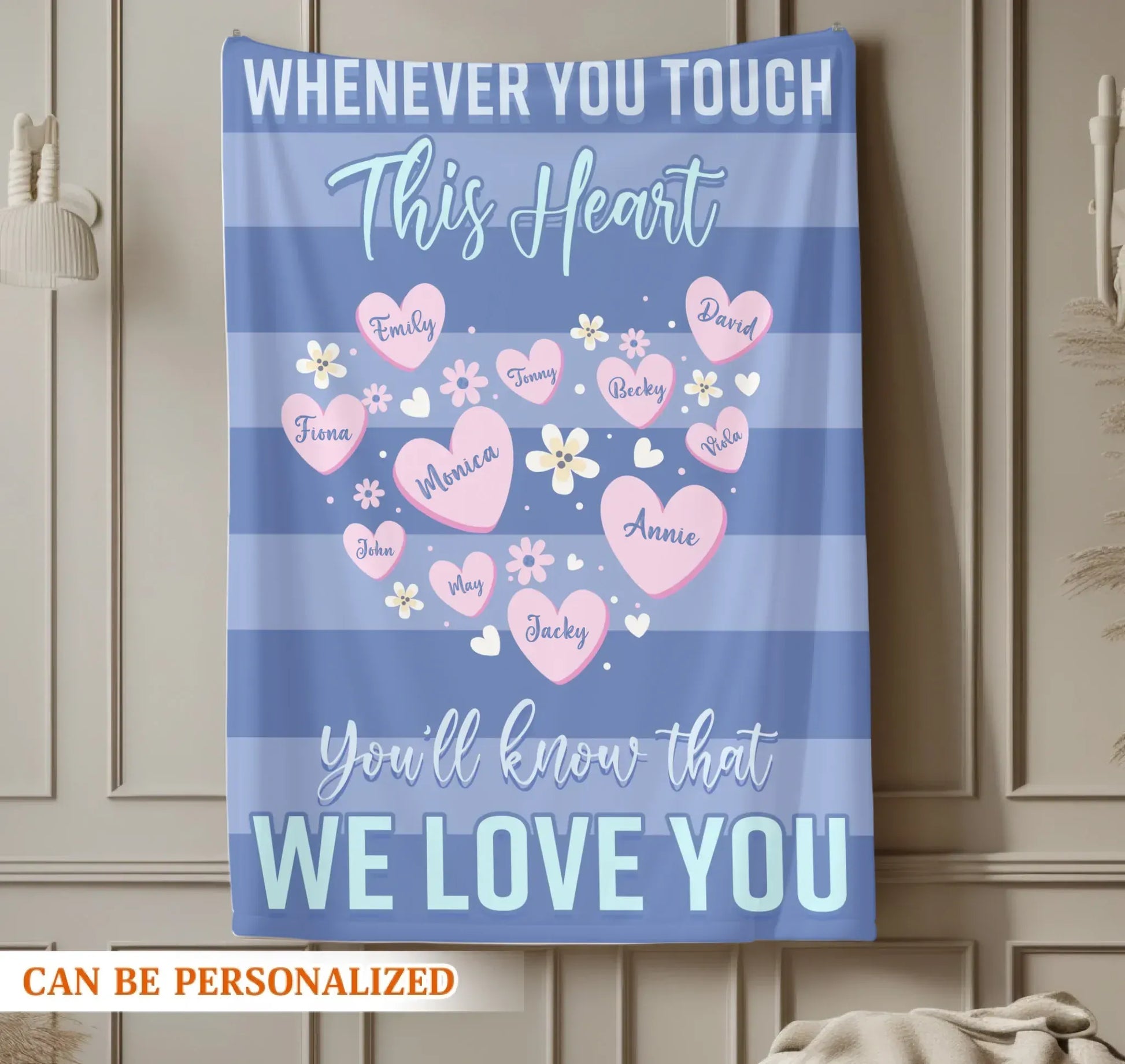 Personalized Blankets Whenever You Touch This Heart, You'll Know That We Love You - Personalized Mother's Day Custom Blanket