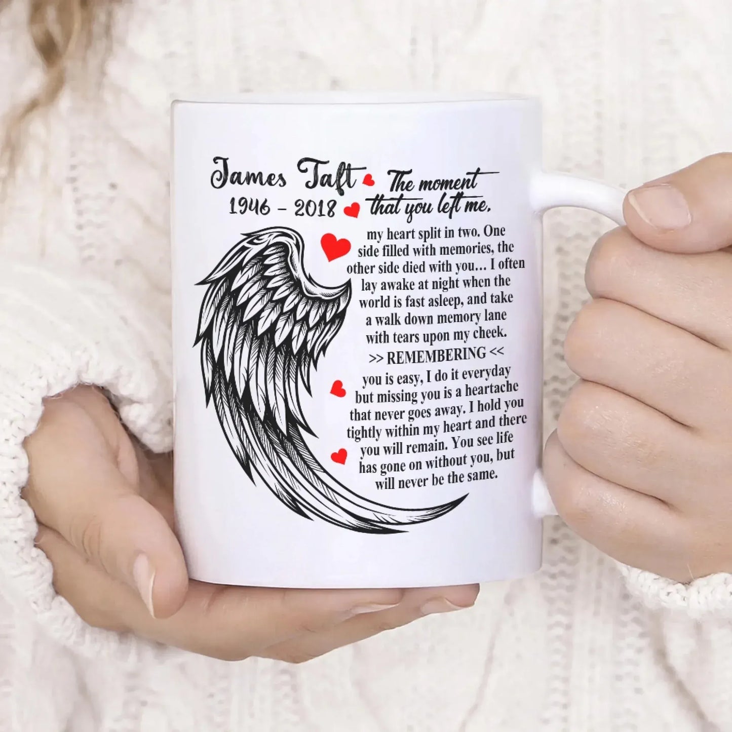Personalized Mugs Those We Love Don't Go Away, They Walk Beside Us Every Day - Personalized Memorial Day Custom Ceramic Mug