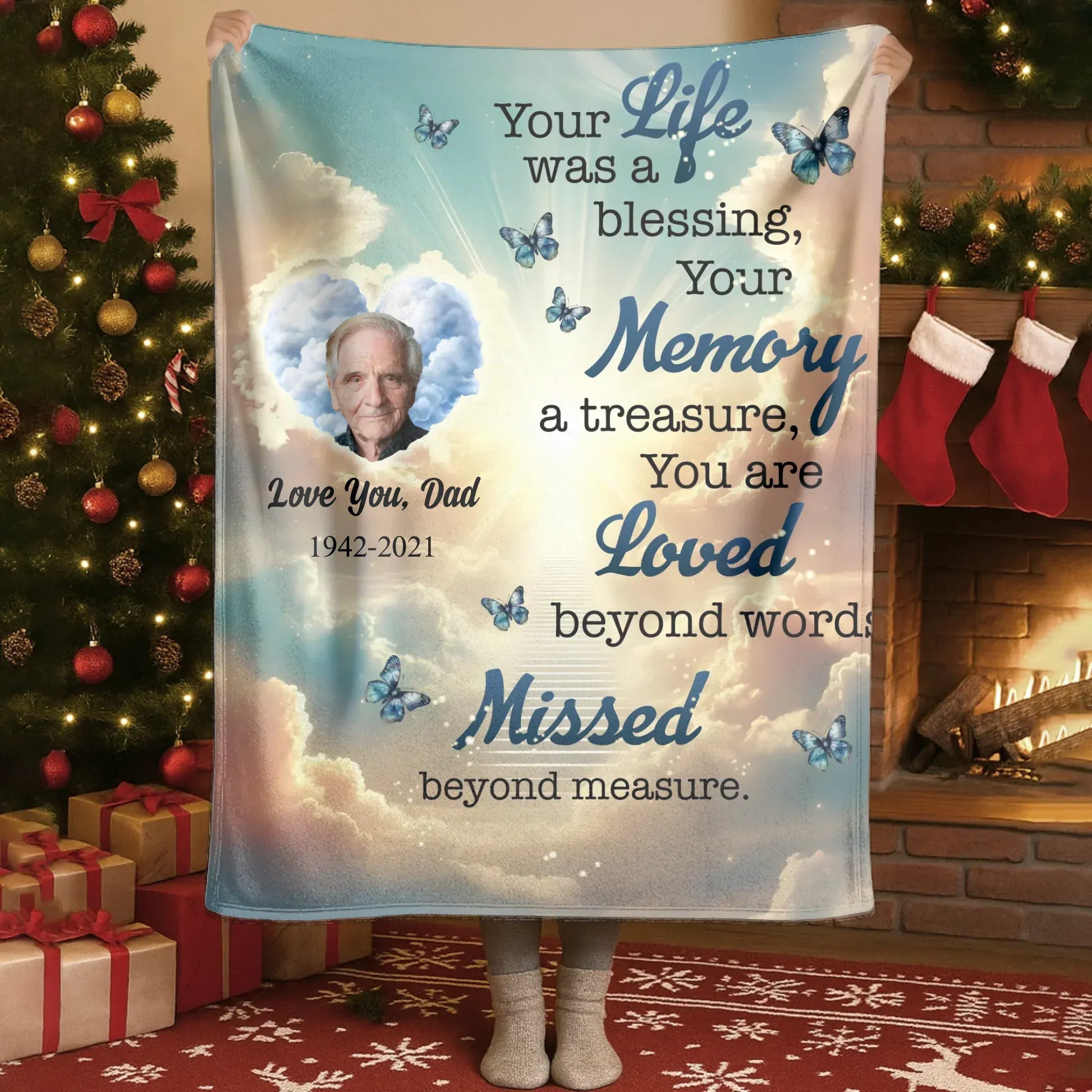 Personalized Blankets Blanket - TD / White / 30x40in / 76x101cm Your Life Was A Blessing, Your Memory A Treasure - Personalized Memorial Day Custom Blanket