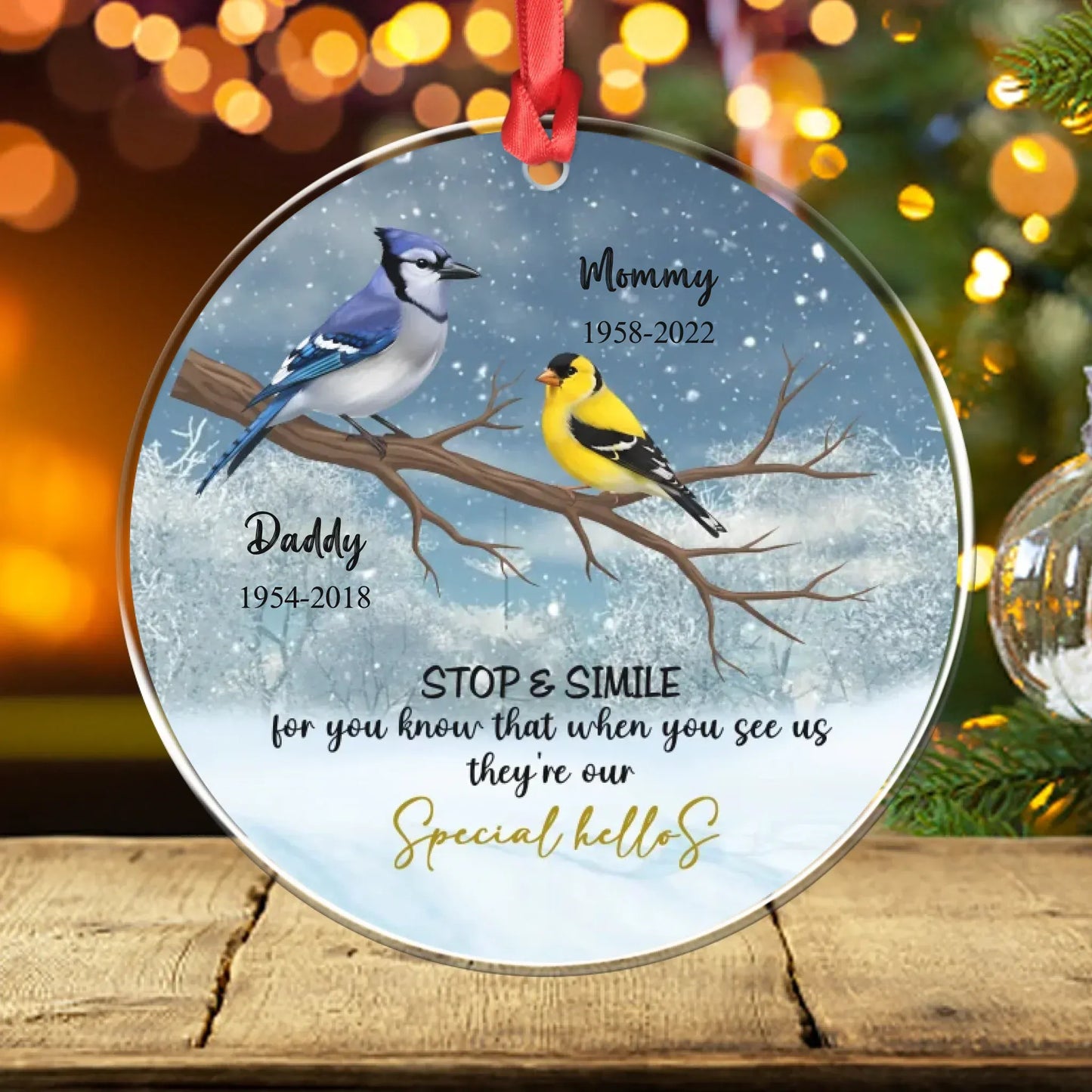 Personalized Ornaments Ornament Acrylic DMT / Glass / 3.5in / 8.9cm Stop And Smile, For You Know, That When You See Us They's Our Special Hello - Personalized Memorial Day Custom Acrylic Ornament
