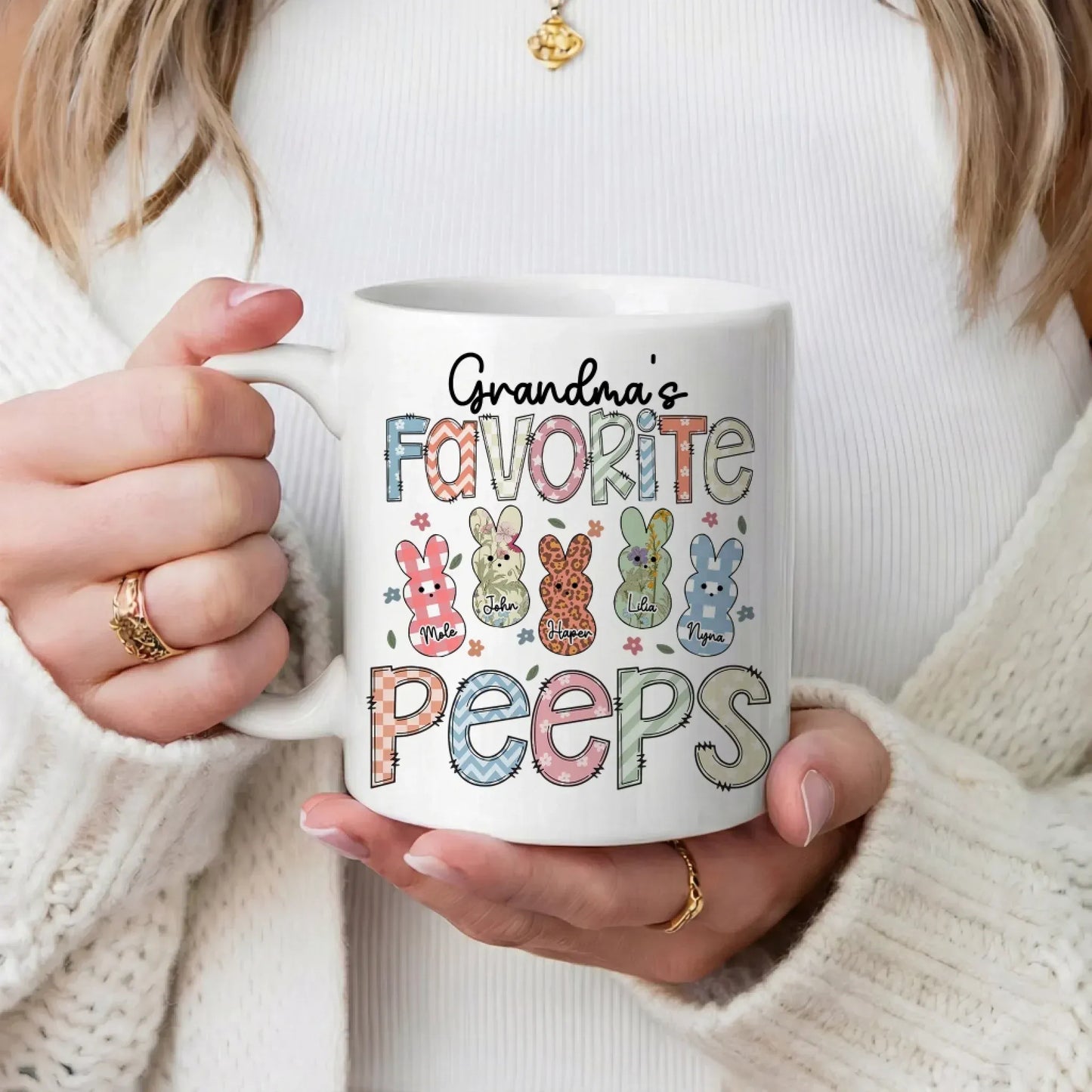 Personalized Mugs A Garden Of Love Grows In A Grandmother's Heart - Personalized Easter Day Custom Ceramic Mug