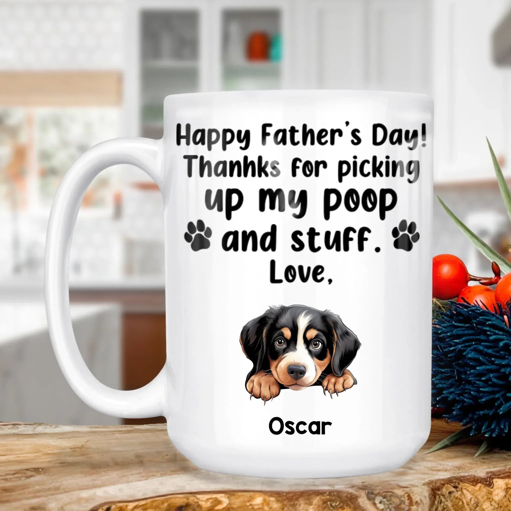 Personalized Mugs MUG - TD / WHITE / 15oz Thanks For Picking Up My Poop And Stuff - Personalized Father's Day Custom Ceramic Mug