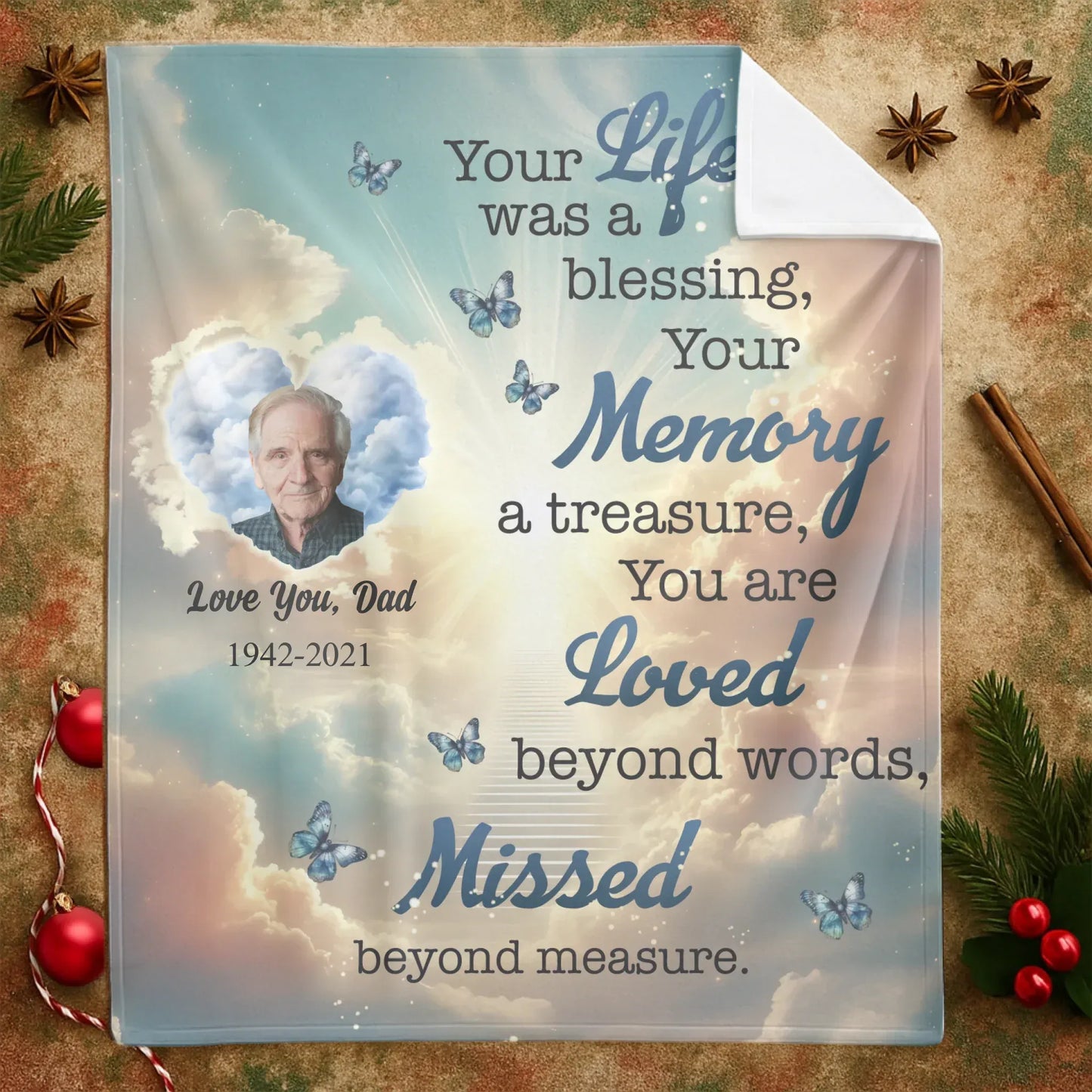 Personalized Blankets Your Life Was A Blessing, Your Memory A Treasure - Personalized Memorial Day Custom Blanket