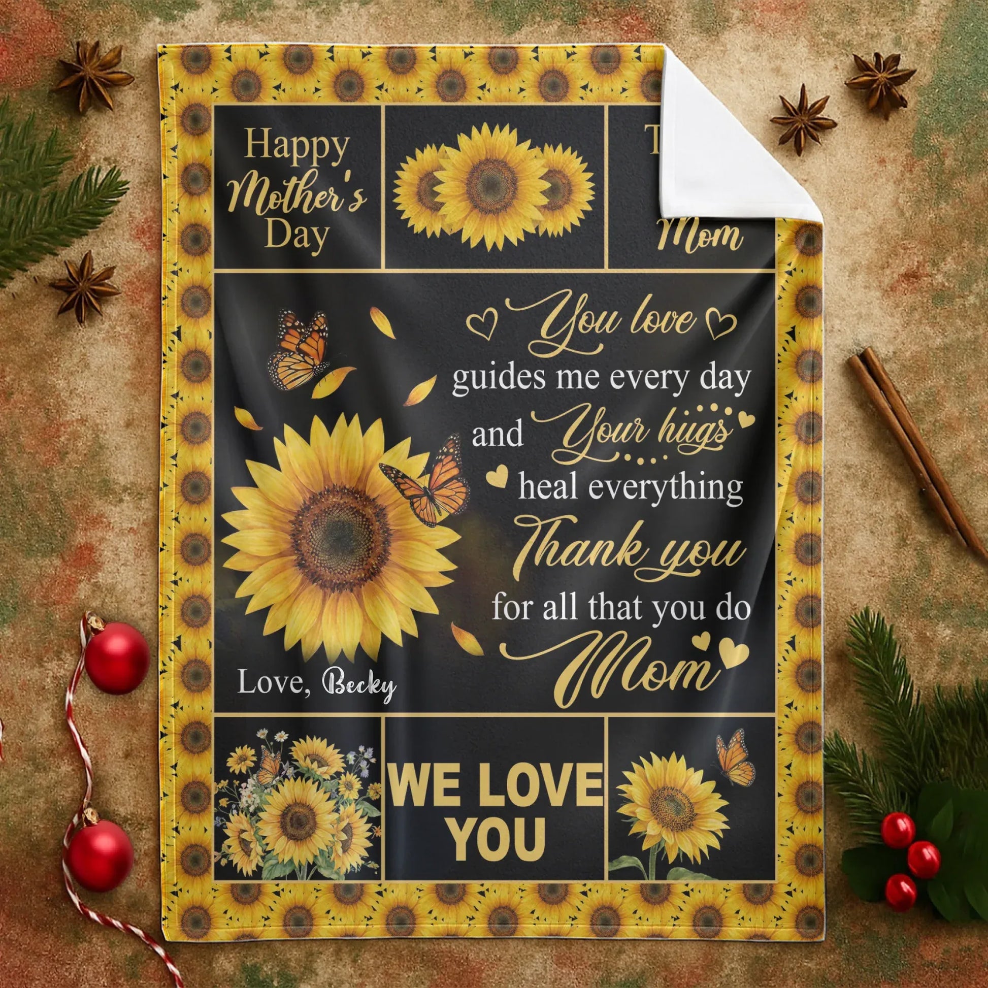 Personalized Blankets You Love Guides Me Every Day And Your Hugs Heal Everything - Personalized Mother's Day Custom Blanket