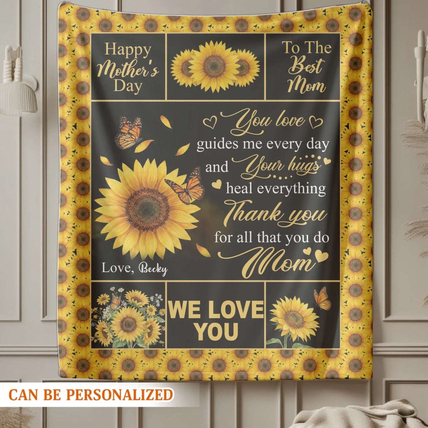 Personalized Blankets You Love Guides Me Every Day And Your Hugs Heal Everything - Personalized Mother's Day Custom Blanket