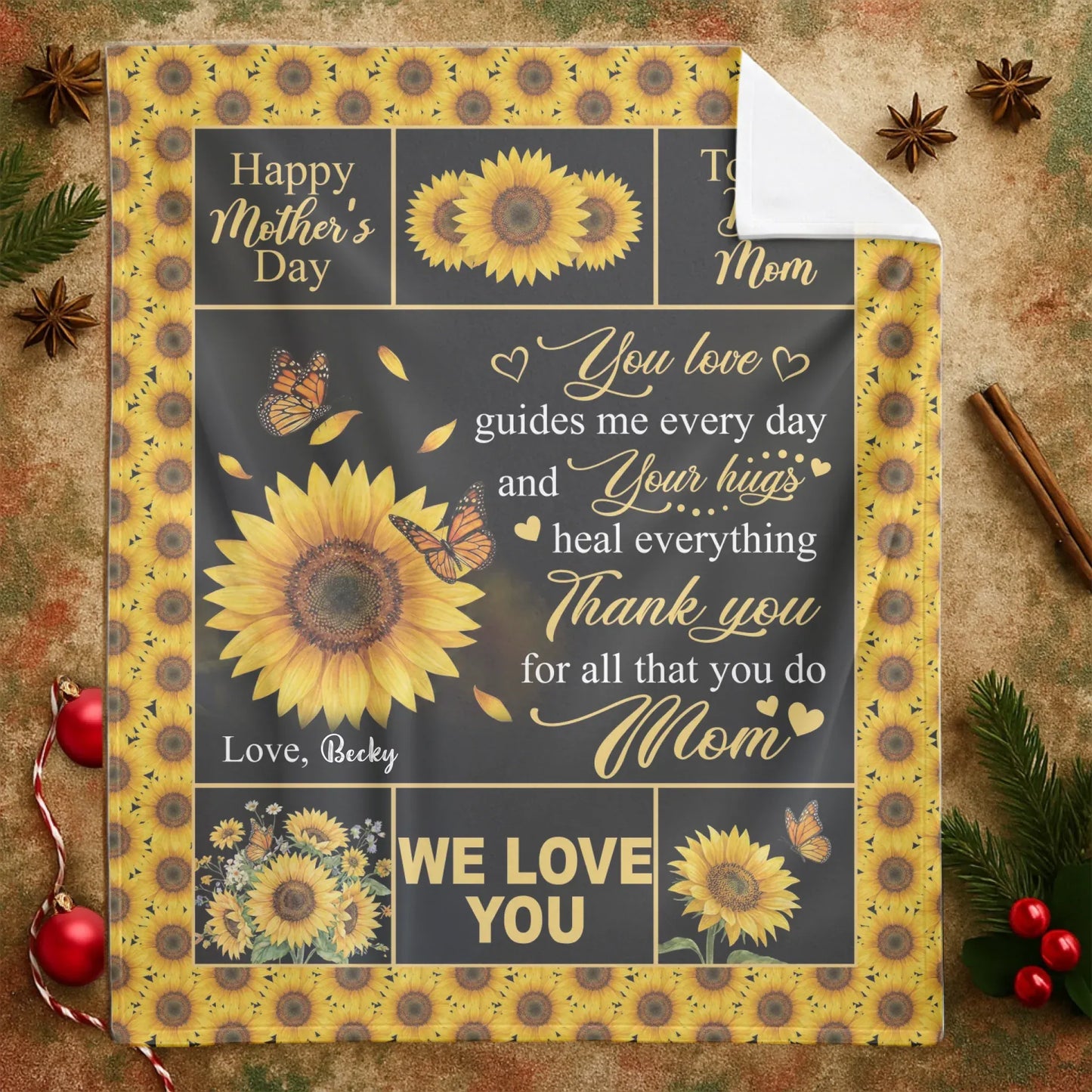Personalized Blankets You Love Guides Me Every Day And Your Hugs Heal Everything - Personalized Mother's Day Custom Blanket