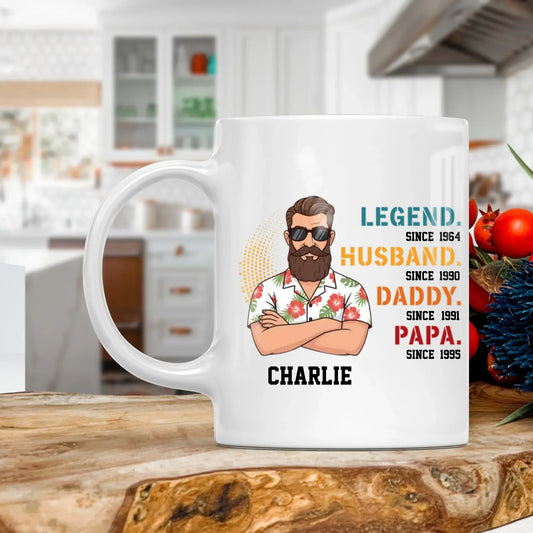 Personalized Mugs MUG - TD / WHITE / 11oz The Legend, The Husband, The Father - Personalized Father's Day Custom Ceramic Mug