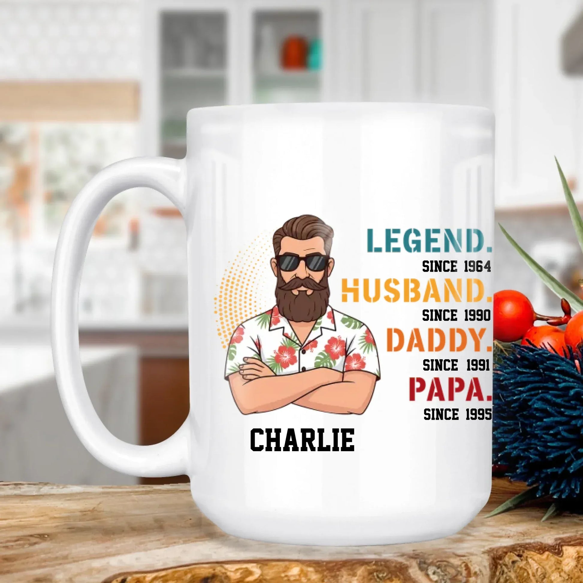 Personalized Mugs MUG - TD / WHITE / 15oz The Legend, The Husband, The Father - Personalized Father's Day Custom Ceramic Mug