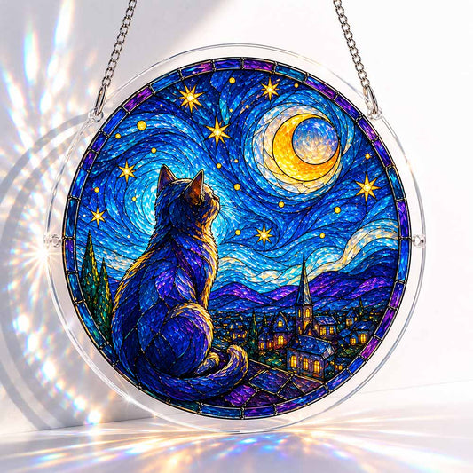Acrylic Jigsaw Puzzle S - (7 inch) Moonlit Cat - Acrylic Jigsaw Puzzle