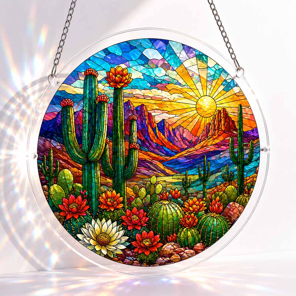 Acrylic Jigsaw Puzzle S - (7 inch) Cactus Sunset - Acrylic Jigsaw Puzzle