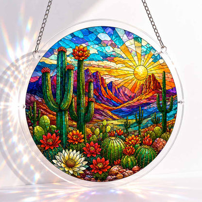 Acrylic Jigsaw Puzzle S - (7 inch) Cactus Sunset - Acrylic Jigsaw Puzzle