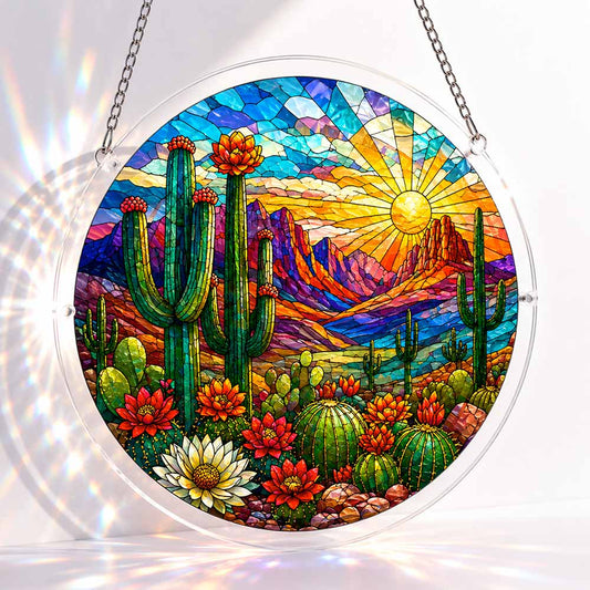 Acrylic Jigsaw Puzzle S - (7 inch) Cactus Sunset - Acrylic Jigsaw Puzzle
