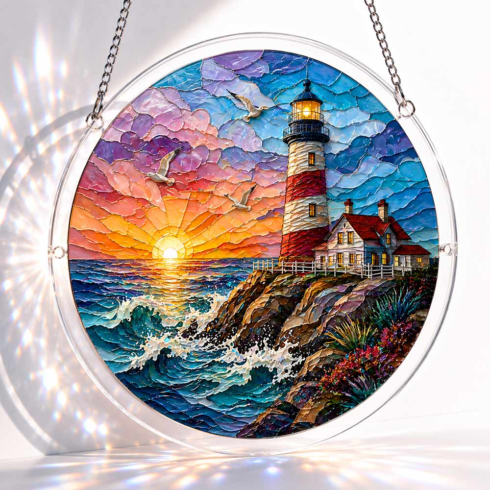 Acrylic Jigsaw Puzzle S - (7 inch) Sunset Lighthouse - Acrylic Jigsaw Puzzle
