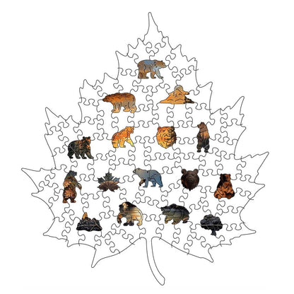 Animal Jigsaw Puzzle > Wooden Jigsaw Puzzle > Jigsaw Puzzle 🔥 Last Day - Autumn Maple Bears - Wooden Jigsaw Puzzle