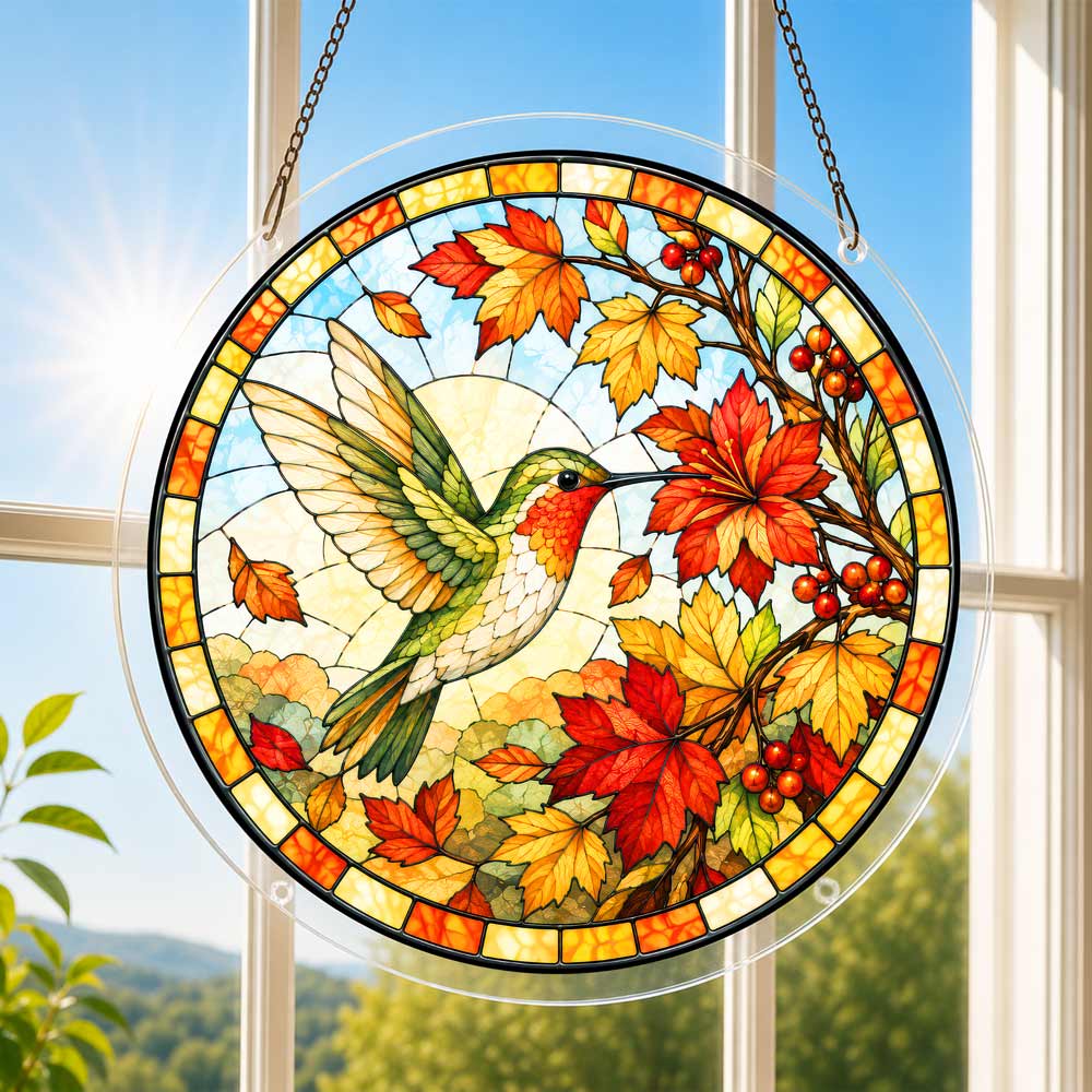 Acrylic Jigsaw Puzzle Acrylic Jigsaw Puzzle Suncatcher - Autumn Hummingbird