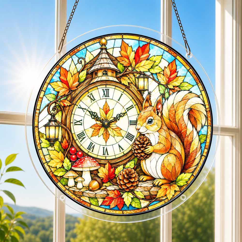 Acrylic Jigsaw Puzzle Acrylic Jigsaw Puzzle Suncatcher - Autumn Clock