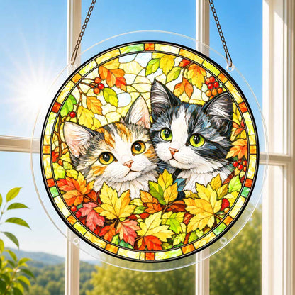 Acrylic Jigsaw Puzzle Acrylic Jigsaw Puzzle Suncatcher - Autumn Cats