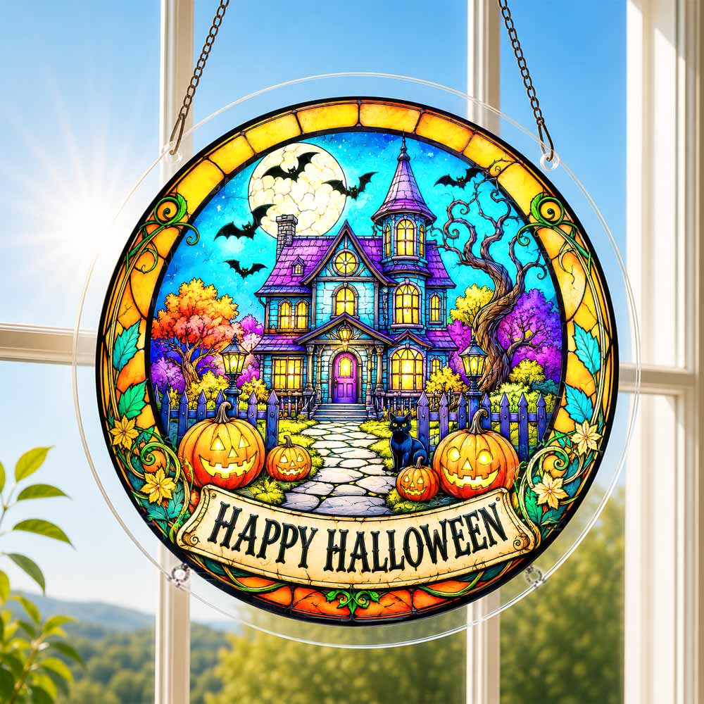 Acrylic Jigsaw Puzzle Acrylic Jigsaw Puzzle Suncatcher - Pumpkin Manor