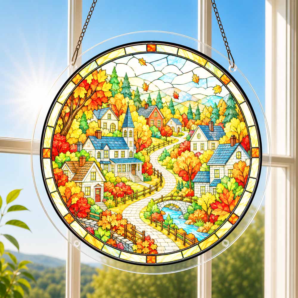 Acrylic Jigsaw Puzzle Acrylic Jigsaw Puzzle Suncatcher - Autumn Village