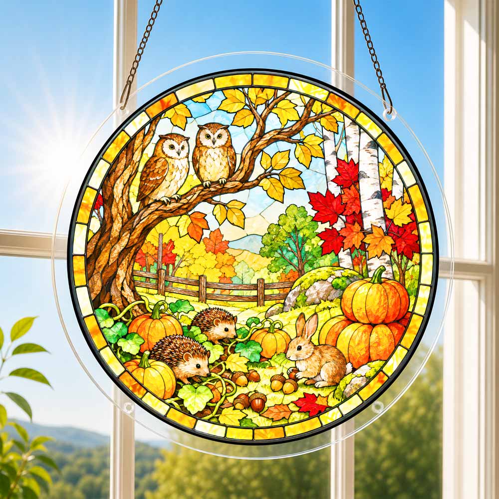 Acrylic Jigsaw Puzzle Acrylic Jigsaw Puzzle Suncatcher - Autumn Owls
