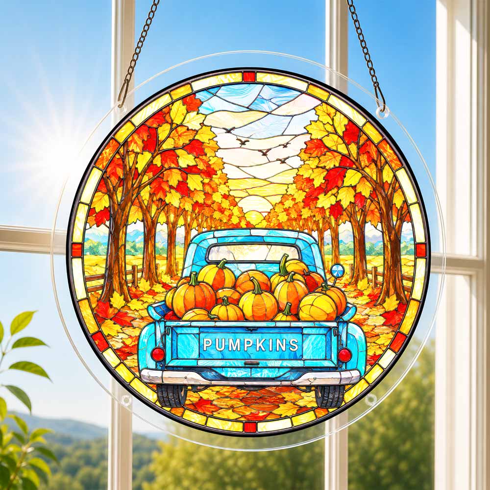 Acrylic Jigsaw Puzzle Acrylic Jigsaw Puzzle Suncatcher - Pumpkin Truck
